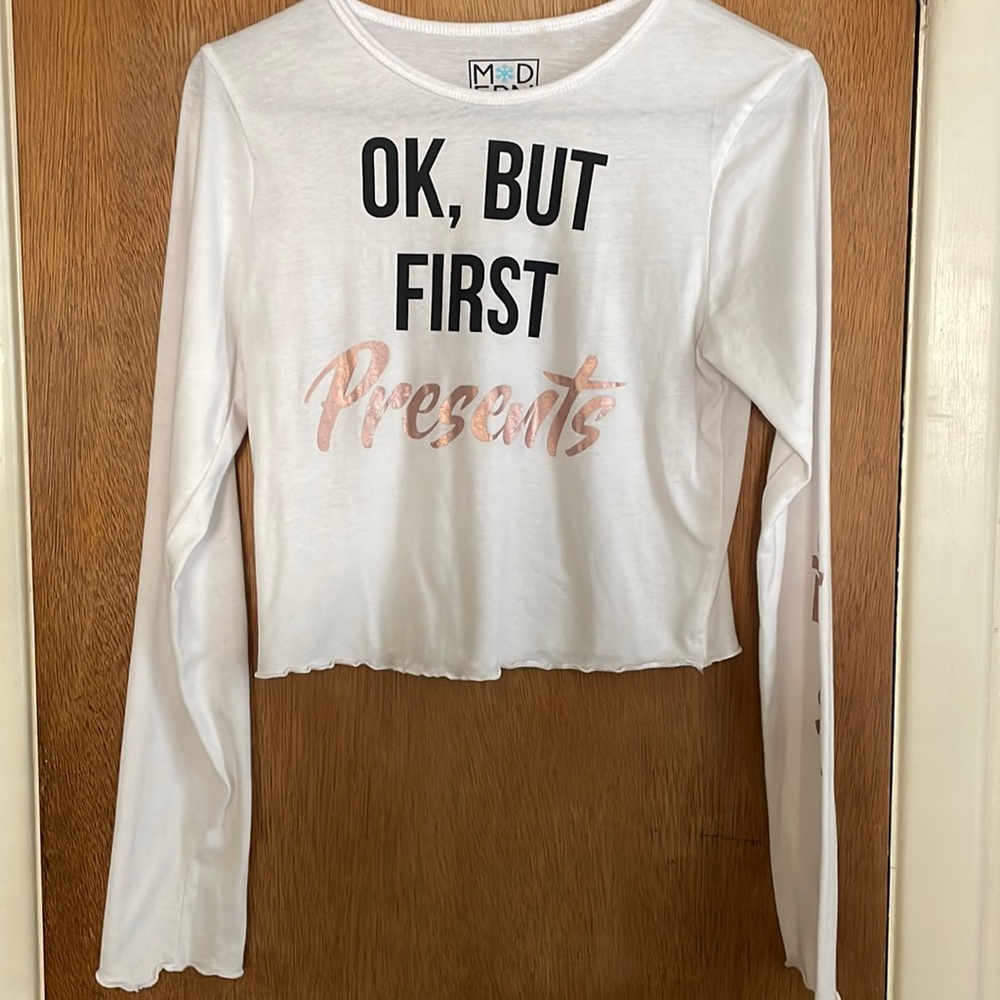 Modern Lux Ok, But First Presents Sz. L Juniors Top